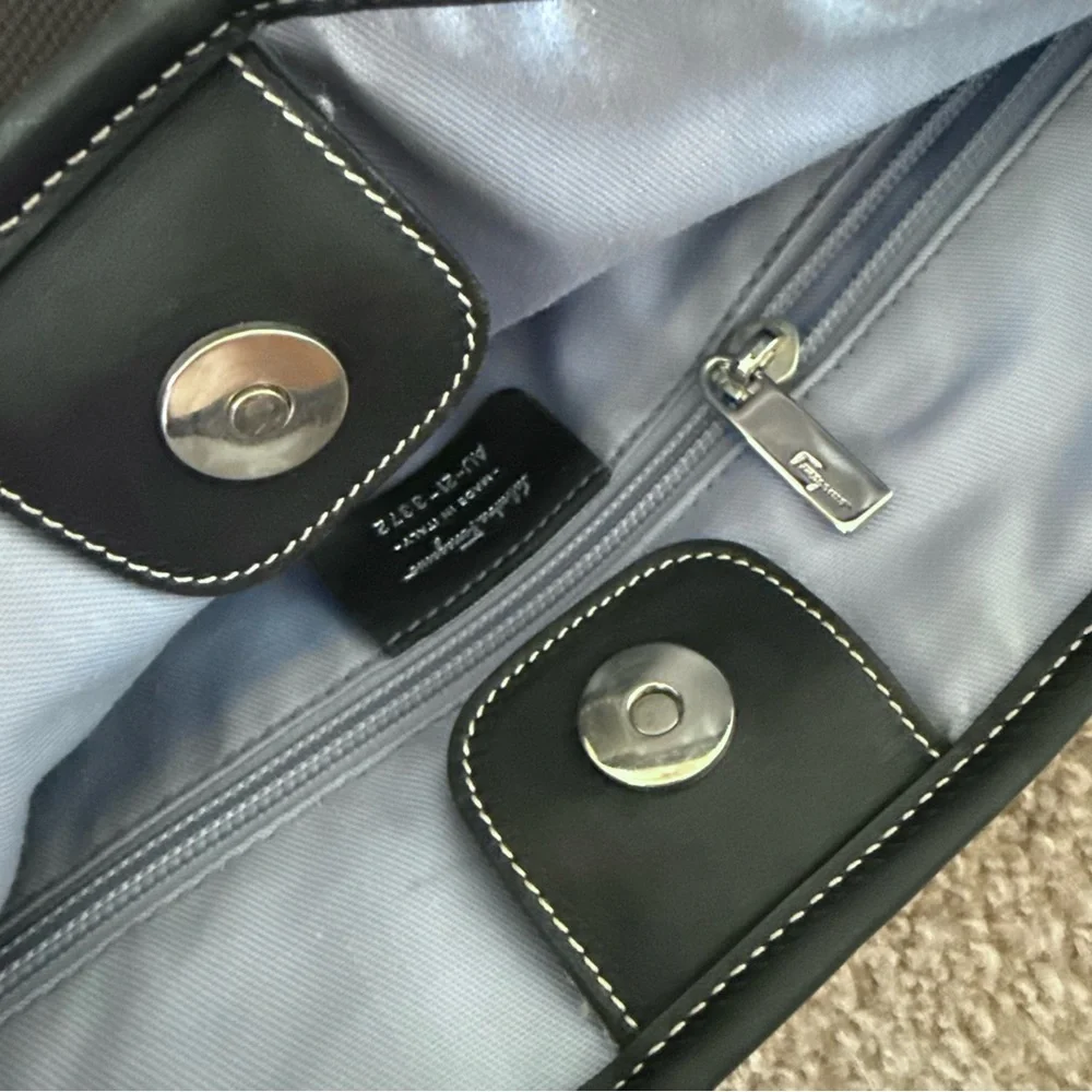 Salvatore Ferragamo Canvas Leather Tote Shoulder Bag